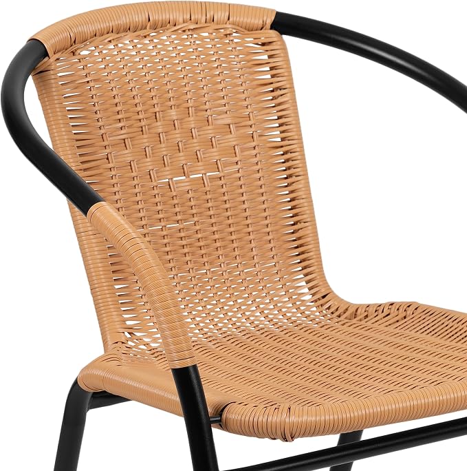 Flash Furniture Lila 4 Pack Beige Rattan Indoor-Outdoor Restaurant Stack Chair - Image 11