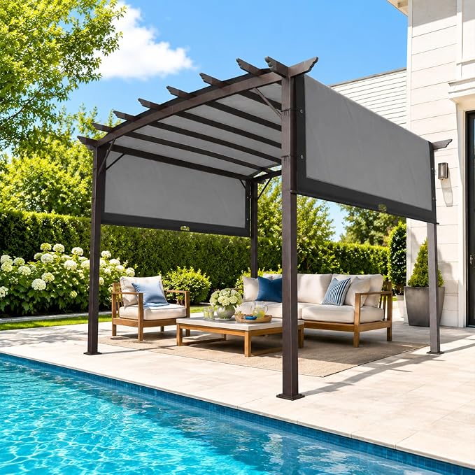 VINGLI 9'x 12' Outdoor Retractable Pergola Canopy - Image 7