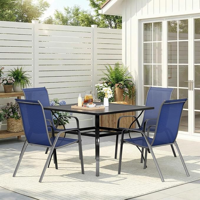 TLSUNNY Patio Chair, Outdoor Stackable Textilene Chairs Set of 4, - Image 9