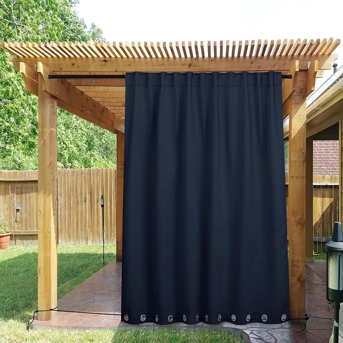 NICETOWN 2 Panels Weighted Blackout Outdoor Curtains - Image 2