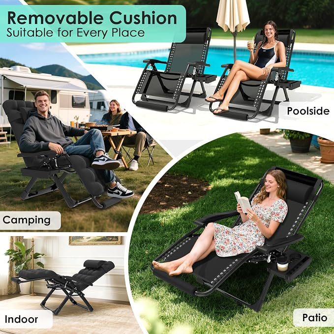 Suteck Oversized Zero Gravity Chair, Upgraded Lock, Big Cup Holder and Footrest - Image 6