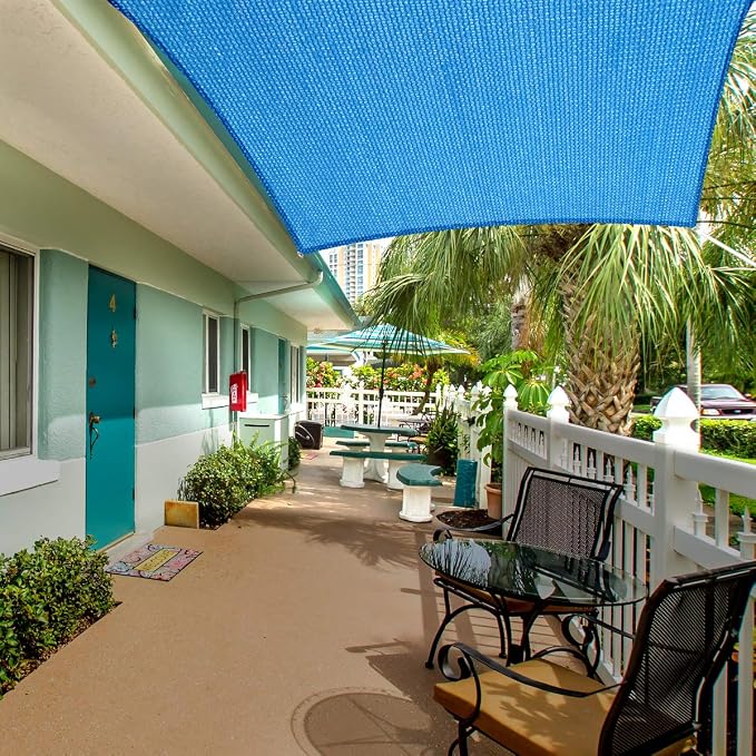 Eden's Decor Straight Flat-Edged 5' x 20' Blue Sun Shade Sail Rectangular - Image 5