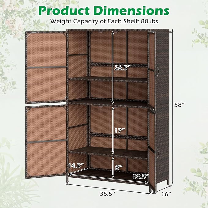 Tangkula Rattan Outdoor Storage Cabinet - Image 5