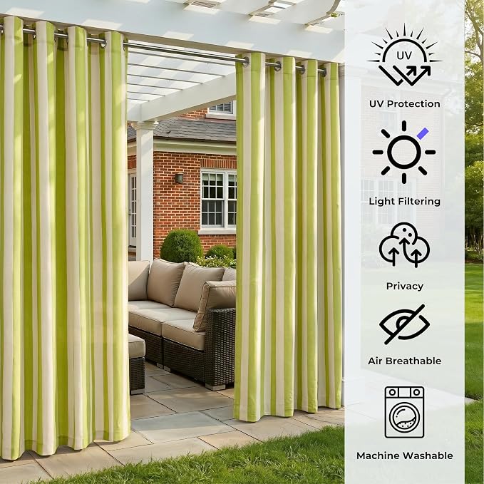 2 Panels Outdoor Stripe Curtains - Image 4