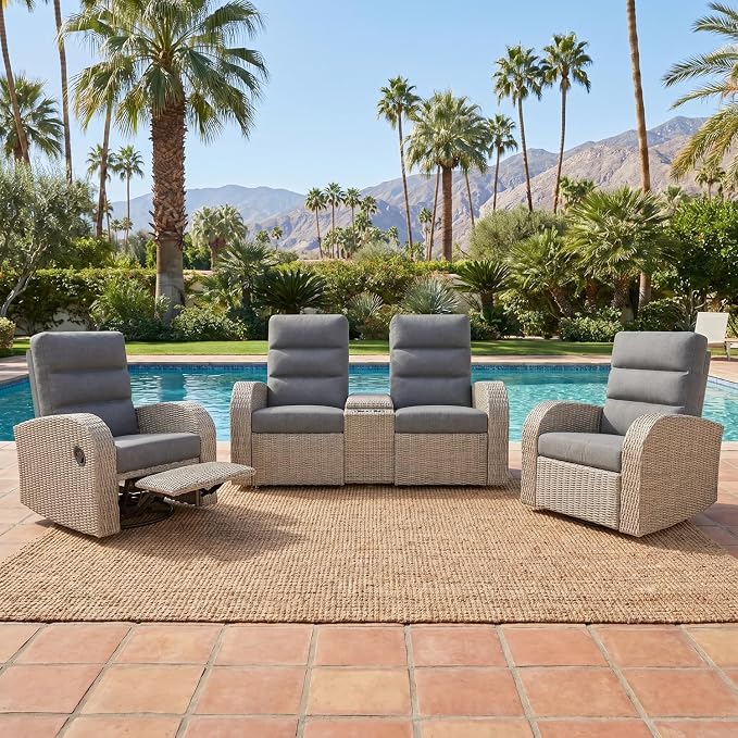 Oversized 3 Pieces Wicker Outdoor Recliner Loveseat by LayinSun