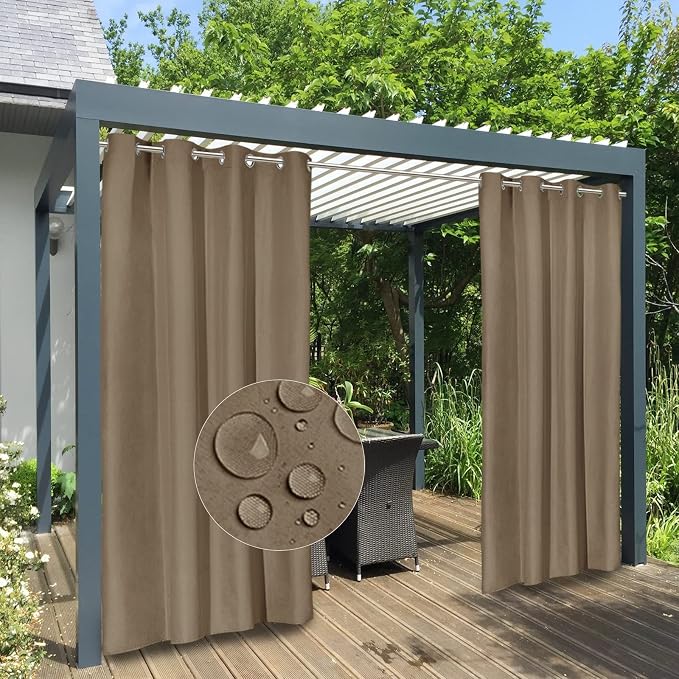 Easy-Going 100% Waterproof Outdoor Curtains 54x84 inch, Sand | Windproof by Easy-Going