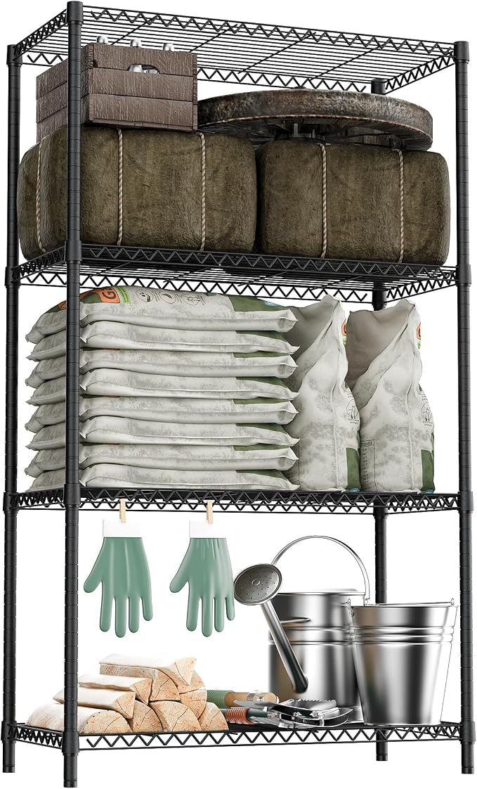 M MZG 2400LBS 35.5" W Standing Shelf Units Wire Rust-Proof Outdoor Storage by MEIGAOPLASTICANDMETALHKCOLIMITED