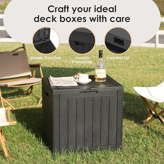 Outdoor Storage Box, 35 Gallon Waterproof Deck Box, Quick Snap-Lock Resin - Image 4