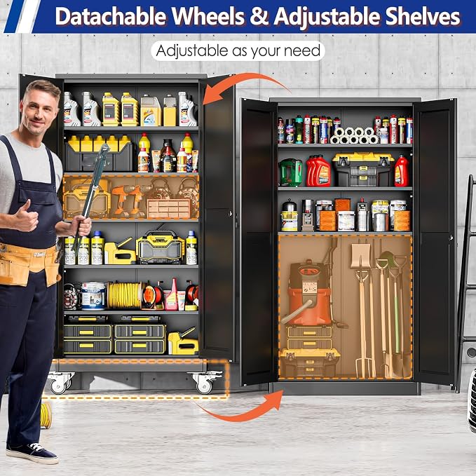 GAIOUS 73.6” Tall Metal Garage Storage Cabinet - Image 4