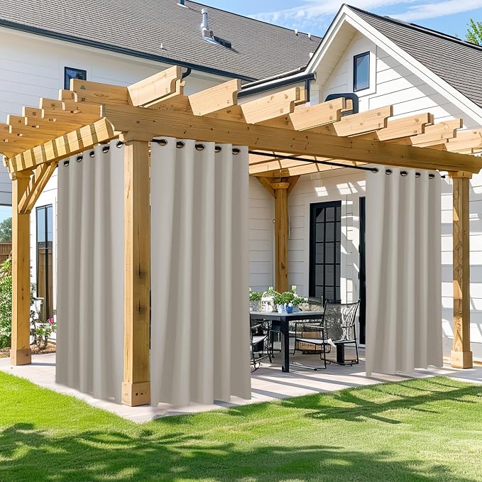 NICETOWN Outdoor Curtain for Patio Waterproof, W66 x L95 inch Blackout Thermal by NICETOWN