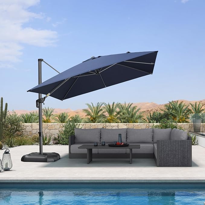PURPLE LEAF Patio Umbrella Outdoor 10' x 10' Square Easy Assembly Navy | - Image 9