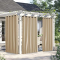 NICETOWN Outdoor Curtains for Patio Waterproof W66xL90 Biscotti Beige | by NICETOWN