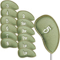 Golf Club Covers Iron Value 12 Pack Stylish Synthetic Leather Headcover, Embroidery Numbers Head Covers Universal Protector Fit Main Iron Wedge Clubs, Accessories Travel for Men Women