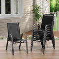 Stackable Outdoor Patio Dining Chairs Set of 6 – High Back Chairs by Unknown