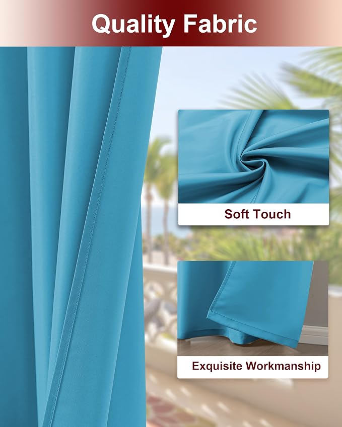 Grommet Outdoor Curtains for Patio Waterproof 8 Pcs 54x95 In Teal | - Image 4