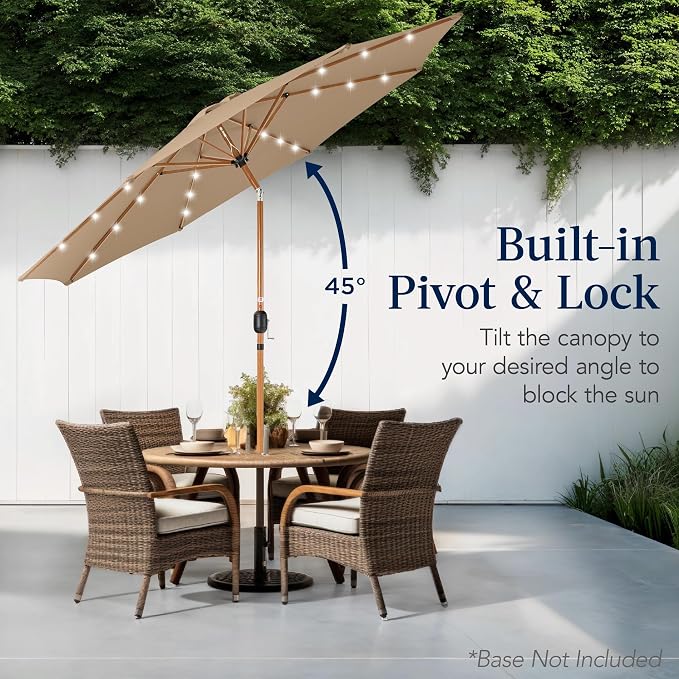 Best Choice Products 10ft Solar Market Patio Umbrella w/Woodgrain Pattern Pole - Image 5