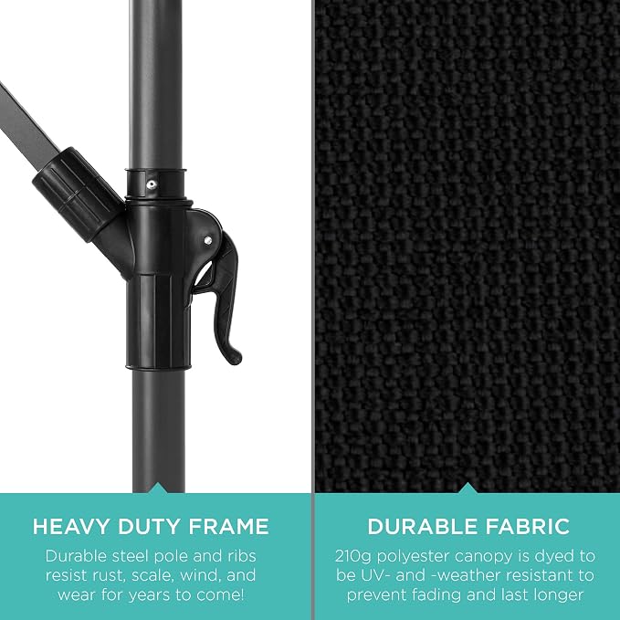 Best Choice Products 10ft Offset Hanging Market Patio Umbrella w/Easy Tilt - Image 6