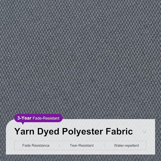 PURPLE LEAF Patio Outdoor Umbrella 9' x 9' Square All-Weather Grey | Large - Image 7