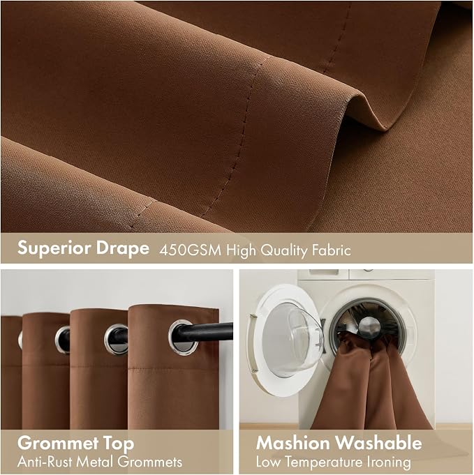 MIULEE Mocha Brown 100% Blackout Curtains - Image 7