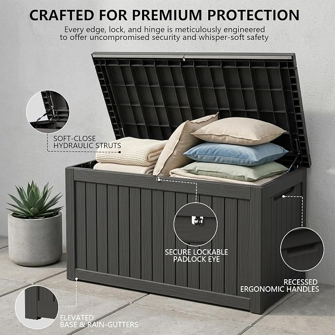 Outdoor Storage Box, 270 Gallon Waterproof Deck Box, Super-Sized Gas-Spring - Image 3