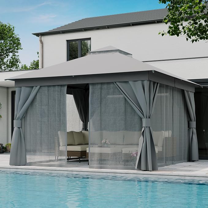 12'x12' Outdoor Gazebo, Heavy Duty Metal Frame Patio Canopy - Image 3