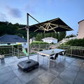 PURPLE LEAF Cantilever Umbrella 11'X11' Double Top Solar LED Light, Stays bright by PURPLELEAF