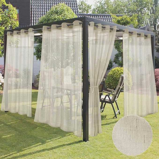 Semi Voile Beige Sheer Outdoor Curtains by HolidayIdeas