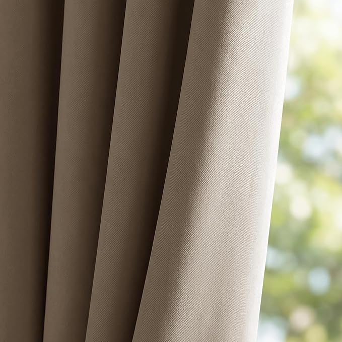 Outdoor Waterproof Curtains for Patio 52x84 Inch Mocha, 1 Panel | Light - Image 9