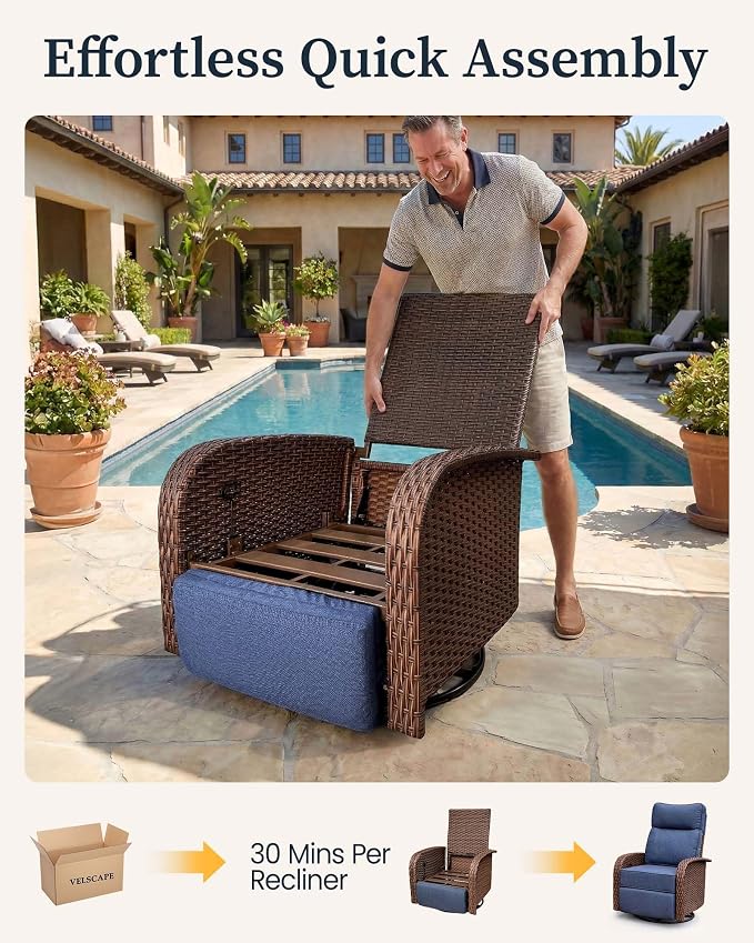 Resort-Grade Outdoor Swivel Recliner, 6.2" Ultra Thick Cushions | Heavy Duty - Image 9