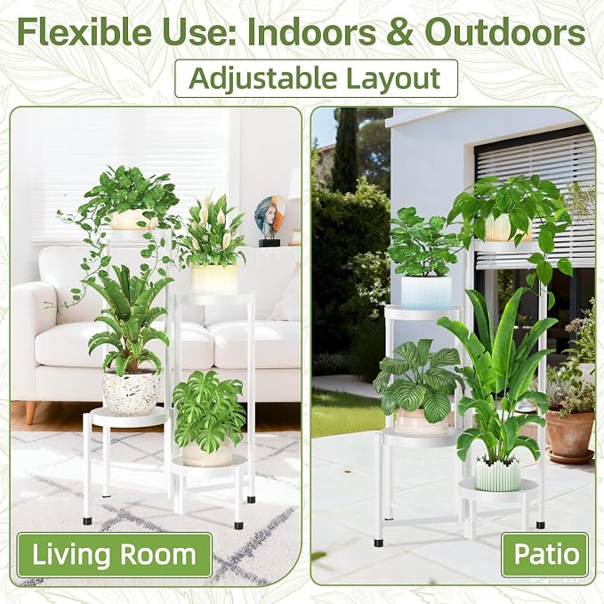 iDavosic.ly Plant Stand Indoor Outdoor, 4 Tier Metal Corner Shelf, Folding - Image 6