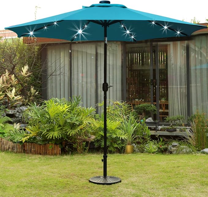 Sunnyglade 9' Solar LED Patio Umbrella, 8 Ribs, Tilt & Crank | 9Ft Patio - Image 5