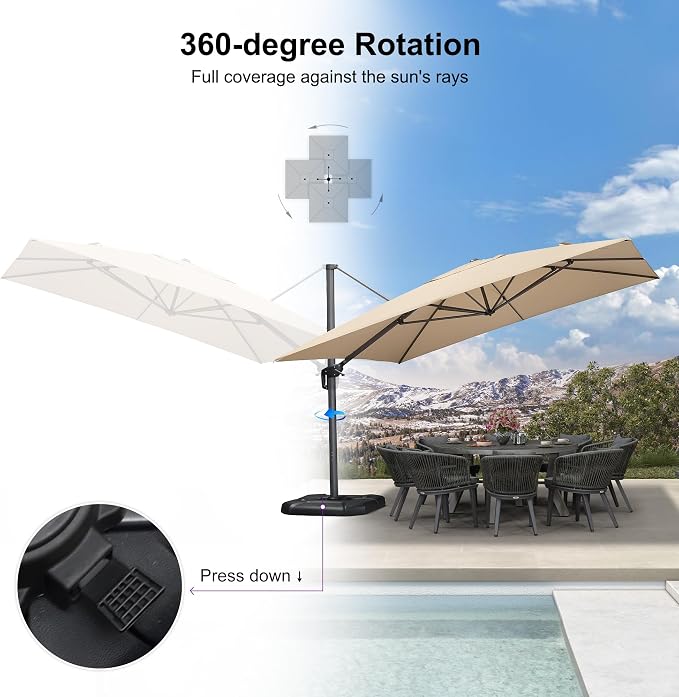 PURPLE LEAF Patio 11.5' x 11.5' Telescopic Umbrella - Image 6