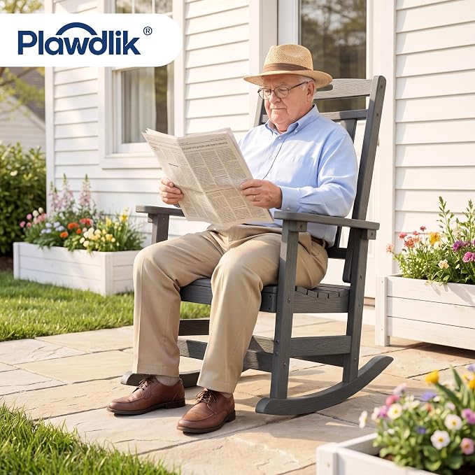 Oversized HDPE Outdoor Rocking Chair, All-Weather Resistant, Extra Large & - Image 4