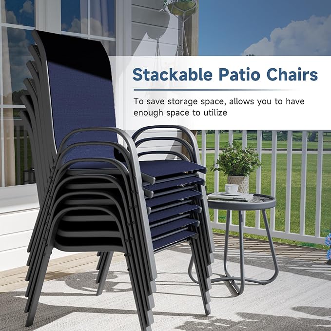 Amopatio Patio Chairs Set of 6, Outdoor Stackable Dining Chairs - Image 4