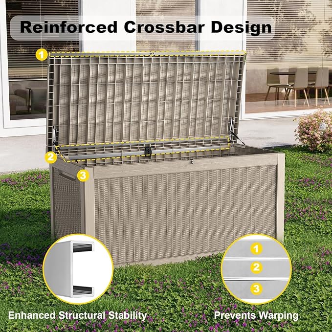320 Gallon Resin Deck Box, Waterproof UV Resistant - Image 4