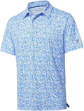 Golf Shirts for Men Dry Fit Short Sleeve Print Performance Moisture Wicking Polo Shirt