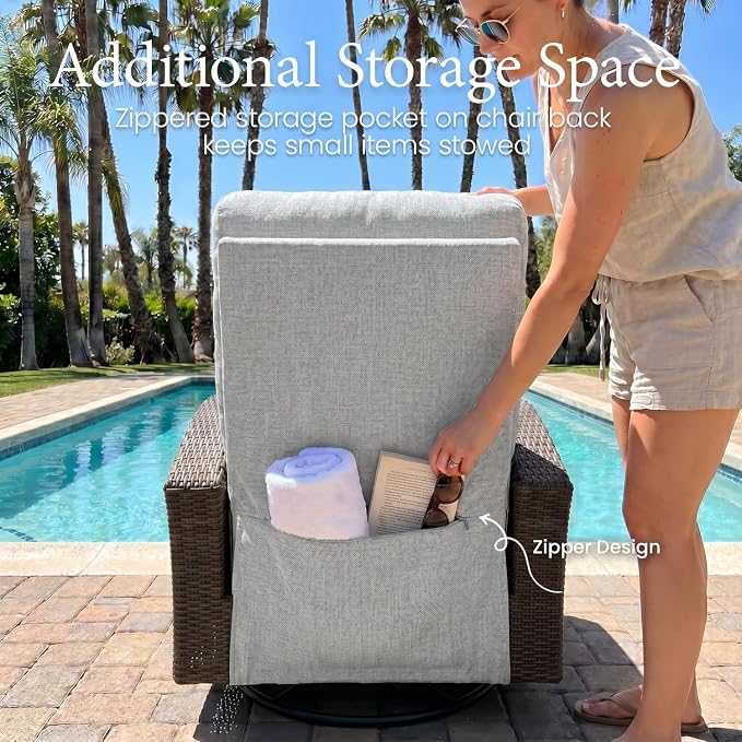 Oversized Wicker Outdoor Swivel Glider Recliner - Image 8