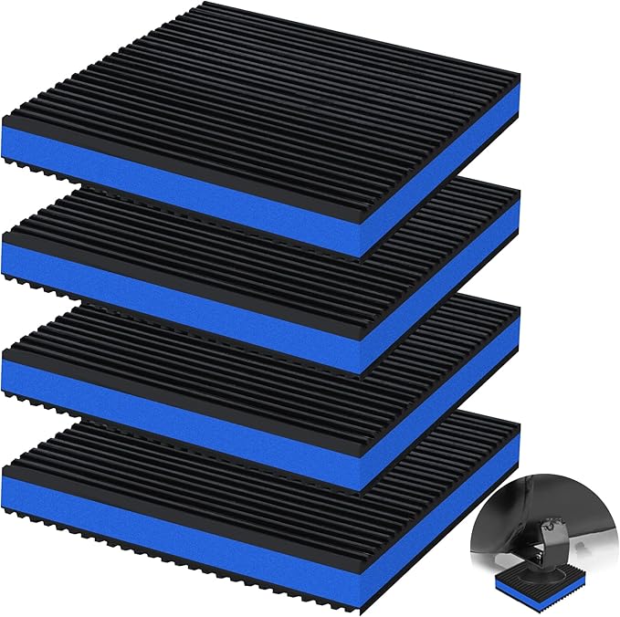 4 Pack Anti Vibration Pads for Washing Machine 6"x6"x7/8", Sound Isolation Vibrating Pad Ribbed Rubber Damping Mat EVA Center for Air Compressors, Conditioner, Treadmill, HVAC Washer Dryer