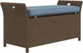 Outsunny 29 Gallon Patio Wicker Storage Bench Outdoor PE Rattan Dark Blue | by Outsunny