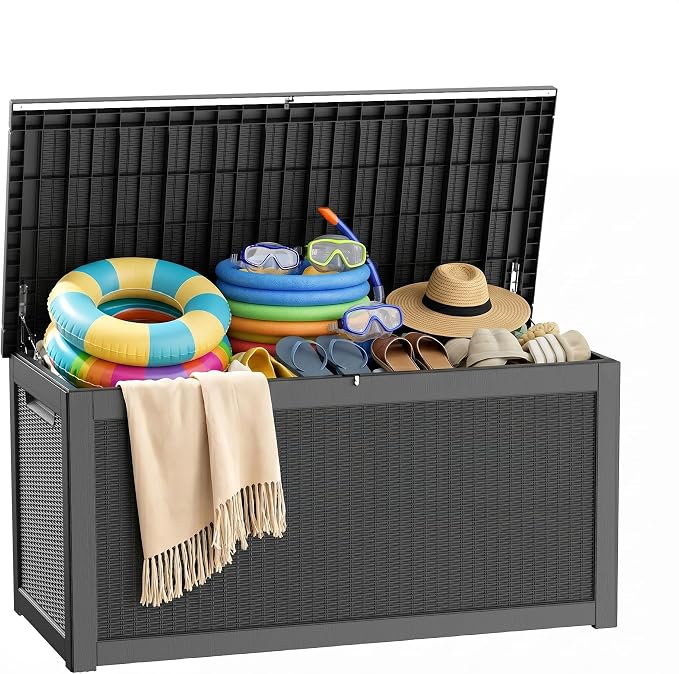 PatioZen Outdoor Storage Box Waterproof Extra Large 330 Gal Lockable, Hydraulic by OutdoorLivingPerfected