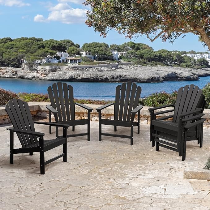 Oversized Stackable Adirondack Chair Set of 2, HDPE Fire Pit Chair | All-Weather - Image 2