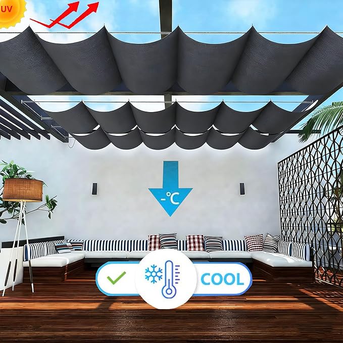 Retractable Waterproof Wave Awning Cover 8' x 5' - Image 2