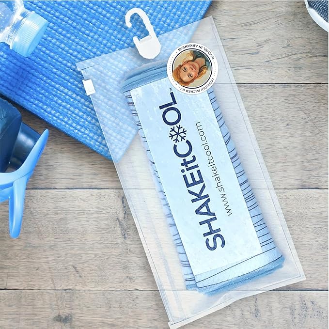 SHAKEitCOOL Original Cooling Towel – Be Cool in Style - Heat Relief, Soft, Lightweight, Sun Protection, Easy Clean - Perfect for Biking, Hiking, Running, Yoga, Golf, Gym, Baseball - Cheer