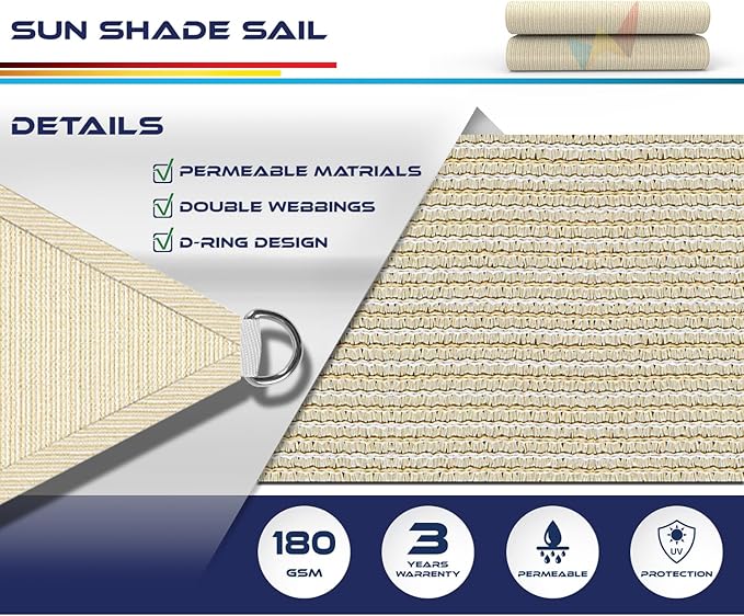 Windscreen4less 24' x 24' x 24' Sun Shade Sail Triangle Outdoor Canopy Cover UV - Image 3