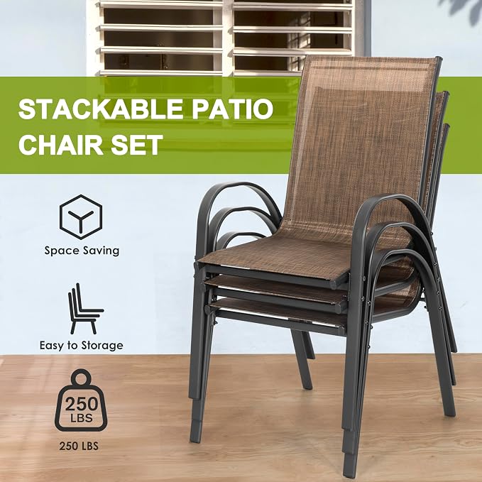 NUU GARDEN Patio Dining Chairs Set of 4, Outdoor Stackable Dining Chairs - Image 4