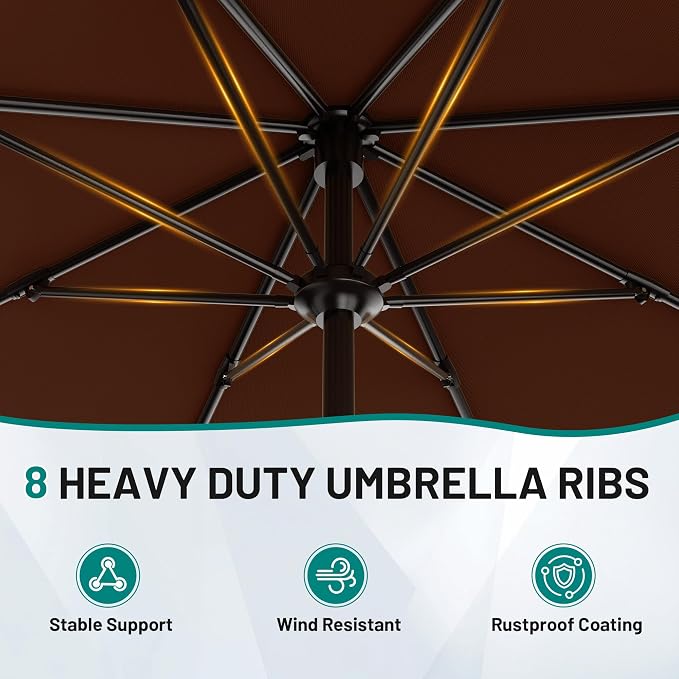 9 FT Patio Umbrella for Outdoor, Outdoor Table Umbrella - Image 3