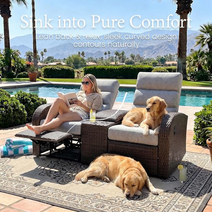 Oversized Wicker Outdoor Recliner Lovseat - Image 5