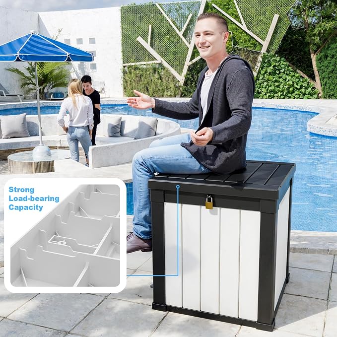 ROJIK 50 Gallon Resin Deck Box, Lockable Waterproof Weatherproof Outdoor - Image 5