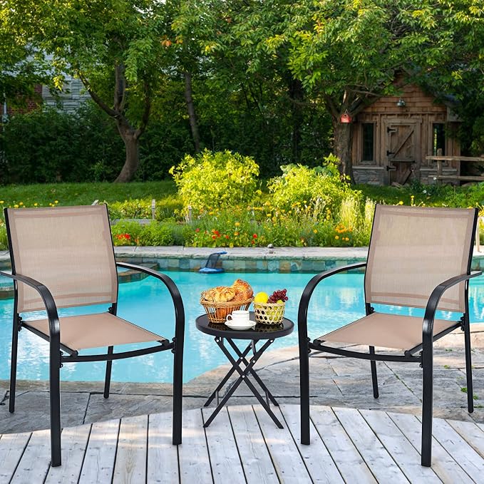 GIANTEX Set of 4 Outdoor Patio Chairs, Stackable Lawn Chairs - Image 5