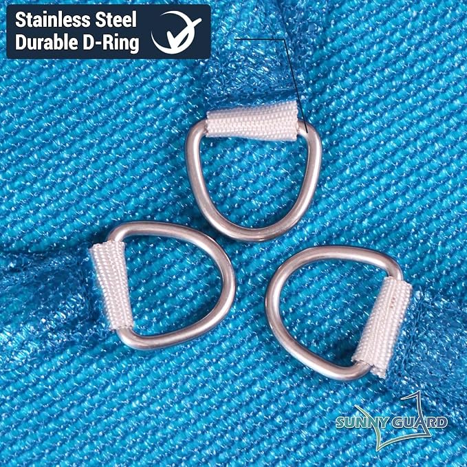 SUNNY GUARD Custom Size 16'x32' Rectangle Turquoise Blue UV Block Sunshade - Image 6